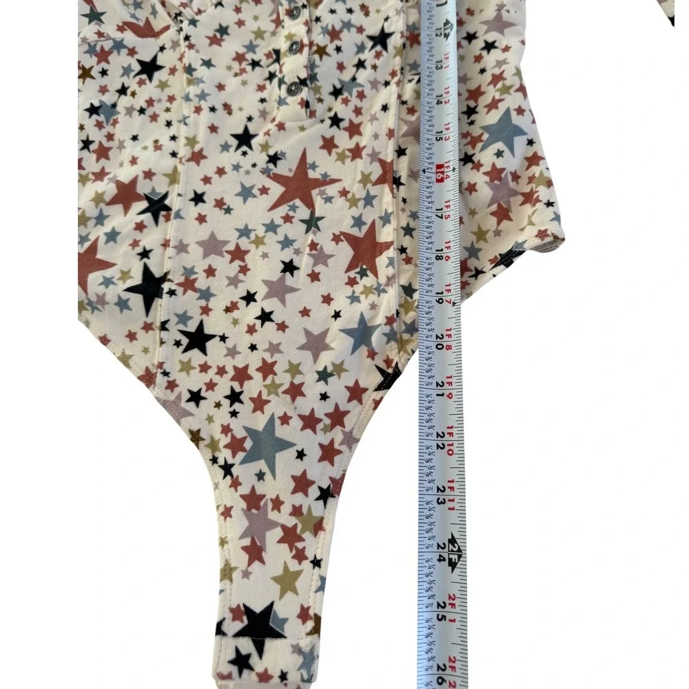 Free People Girls Like Us Bodysuit XS Ivory Star Print Y2K Celestial Festival